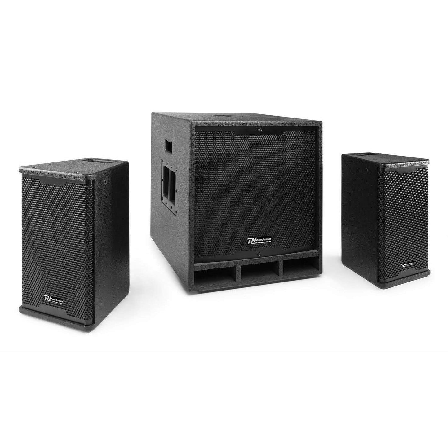 Power Dynamics Combo 1200 PA Lautsprecher 2.1, 12" aktiver Subwoofer, 6,5" Tops, Bluetooth, 1200W, Mobile PA Anlage, DJ Boxen Set